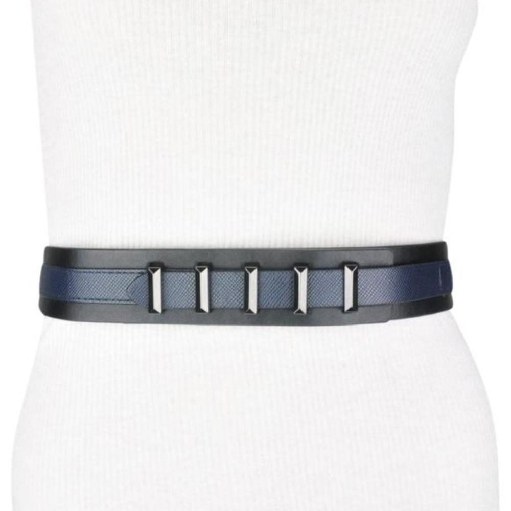 BCBG WAIST BELT NAVY BLUE BLACK STUDDED SIZE SMALL